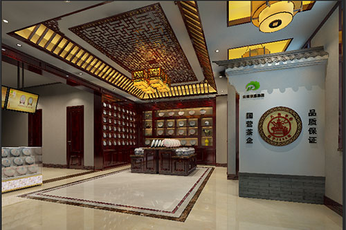 邯郸古朴典雅的中式茶叶店大堂设计效果图