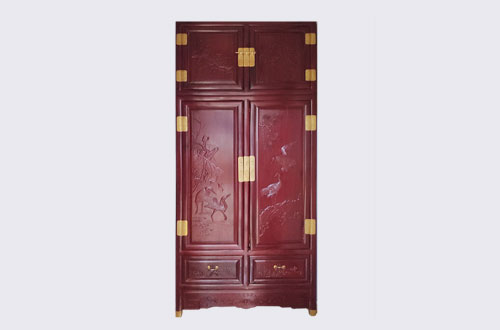 邯郸高端中式家居装修深红色纯实木衣柜