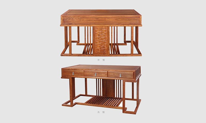 邯郸 别墅中式家居书房装修实木书桌效果图